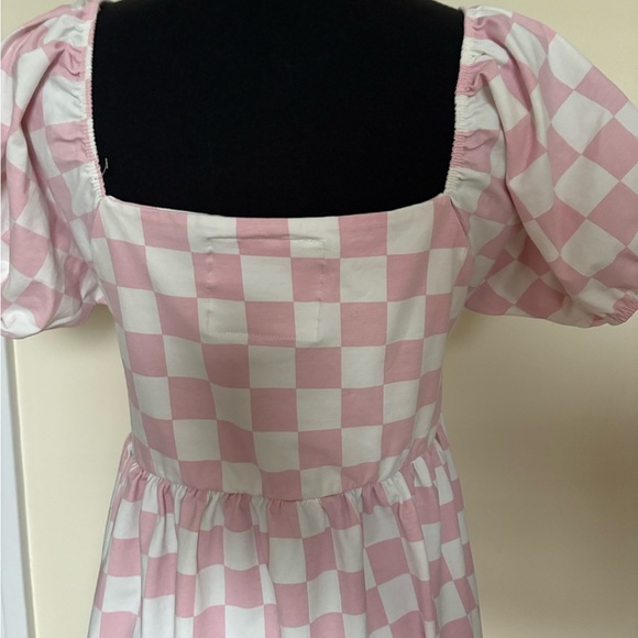 Monica + Andy Organic Life of the Party Dress Pink White Check Maternity - Picture 7 of 14